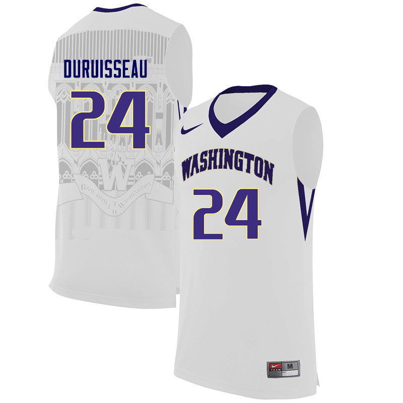 Men Washington Huskies #24 Devenir Duruisseau College Basketball Jerseys Sale-White